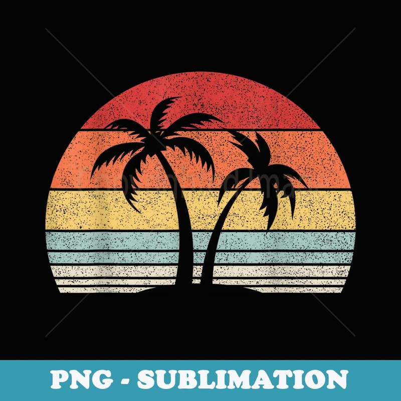 Retro Vintage Palm Tree Tropical Beach - Digital Sublimation Download File