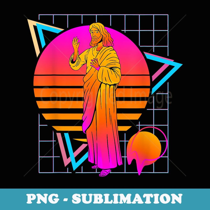 Jesus Retro 80s Style Vintage Religion - Premium PNG Sublimation File
