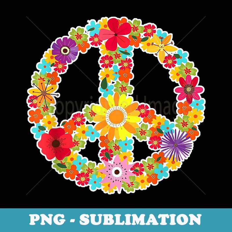 Flower Power Sign Retro 60s 70s Camper Hippie Bus - Creative Sublimation PNG Download