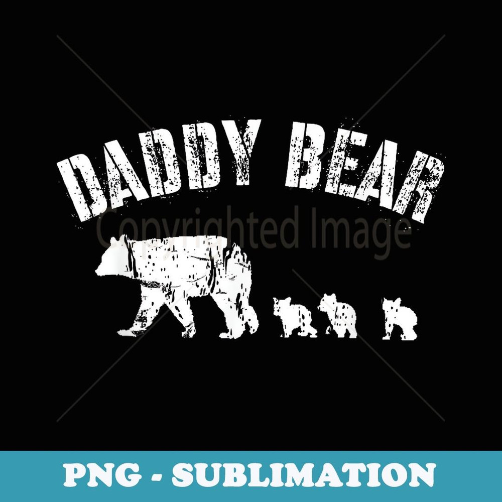 Vintage Daddy Bear with 3 Three Cubs Dad Father Papa - Artistic Sublimation Digital File