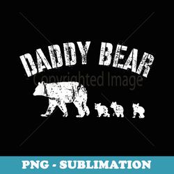 vintage daddy bear with 3 three cubs dad father papa - artistic sublimation digital file