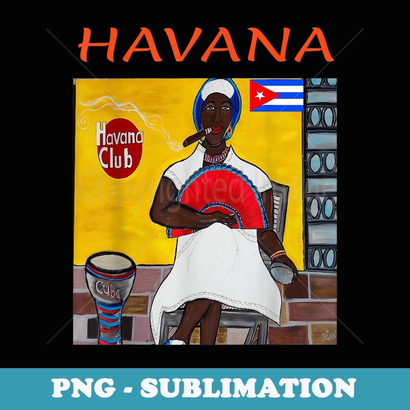 Funny Cuban Cigar Afro Havana Cuba - Decorative Sublimation PNG File