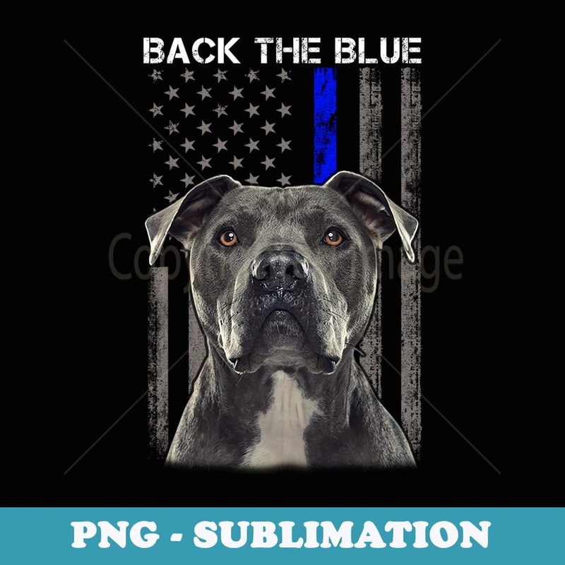Back The Blue Thin Blue Line USA Flag Pitbull Police Support - Aesthetic Sublimation Digital File