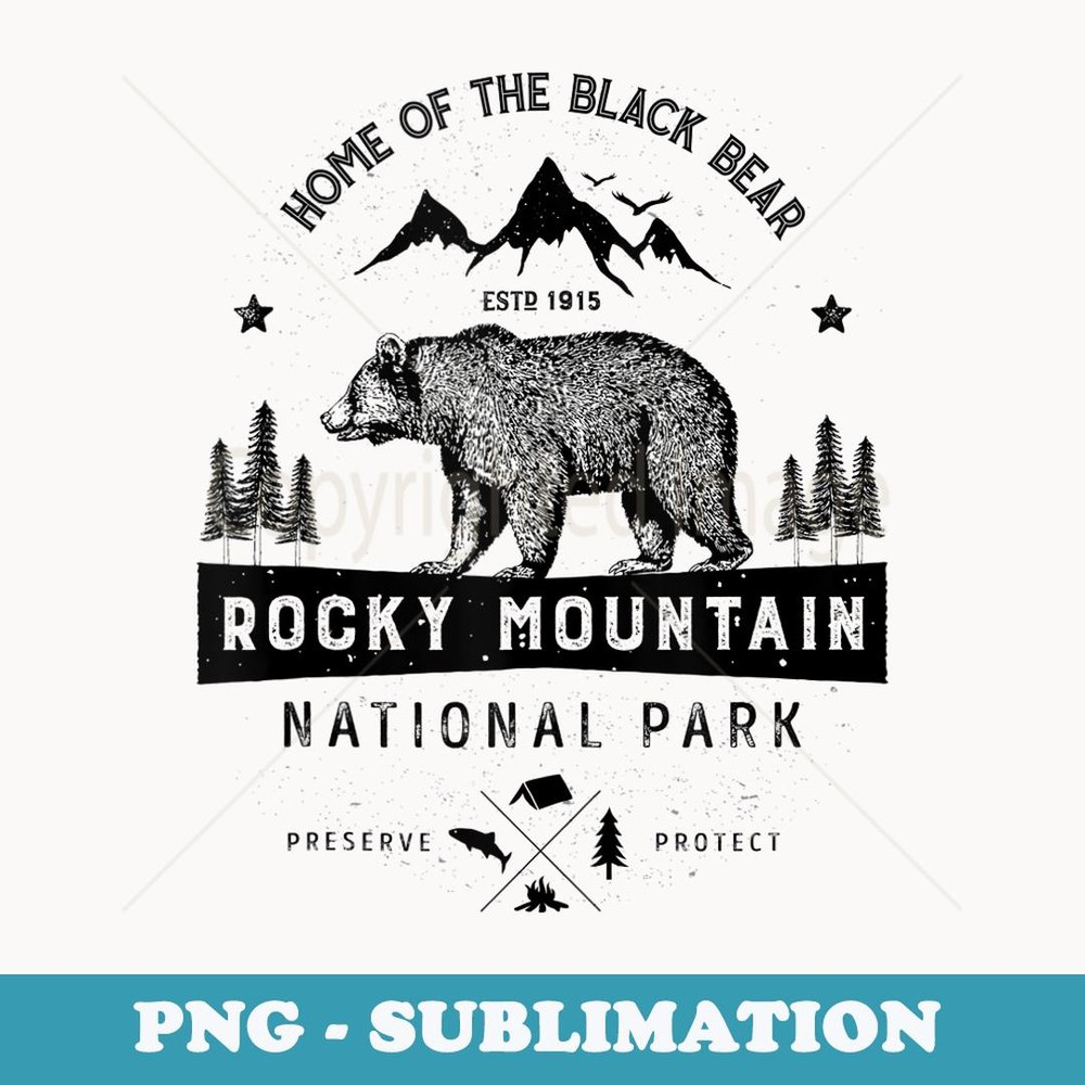 Rocky Mountain National Park Vintage Colorado Bear - Sublimation Digital Download