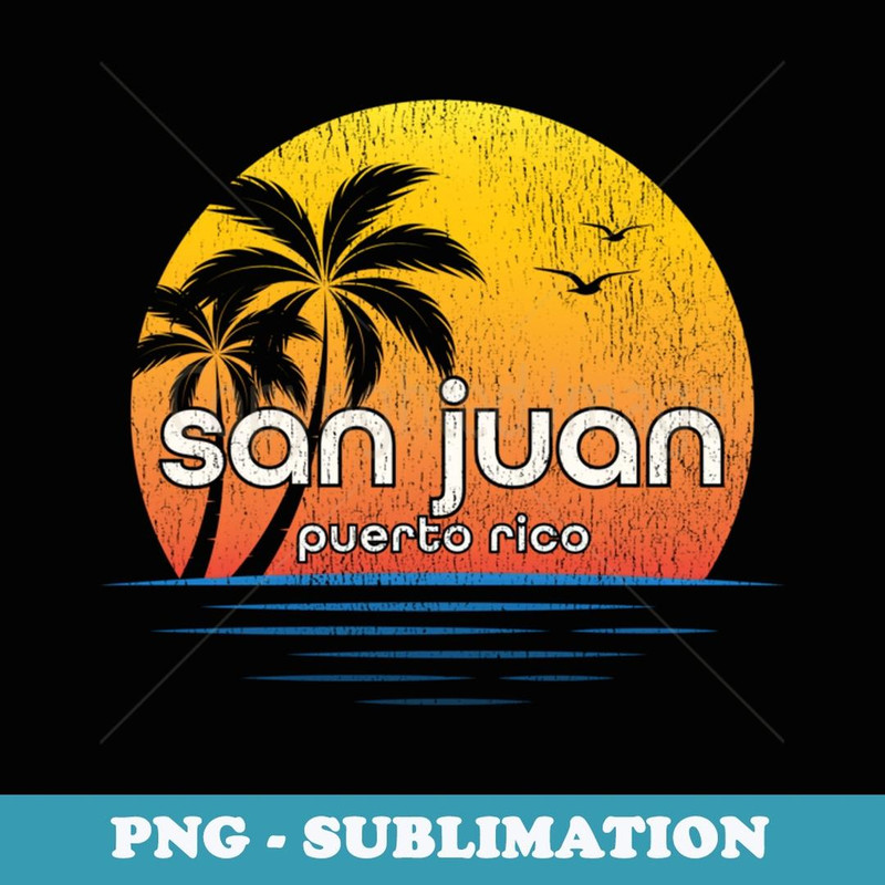 San Juan Vintage Palm Tree Sunset - Special Edition Sublimation PNG File
