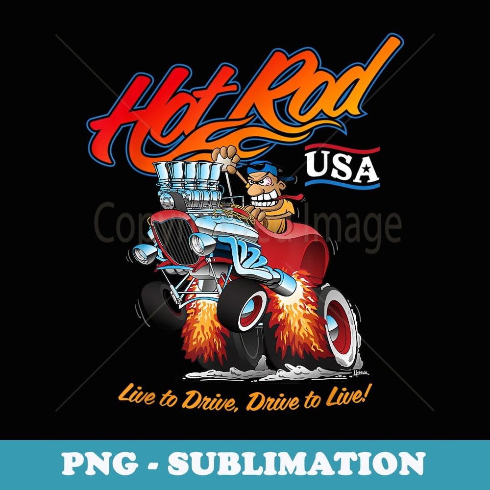 Hot Rod USA Classic Vintage Cartoon Hotrod Funny Car - Premium Sublimation Digital Download