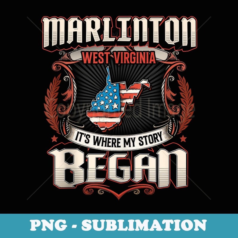 Marlinton West Virginia USA Flag 4th Of July - Exclusive Sublimation Digital File