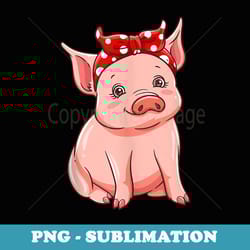 cute pig with bandana piggy girl - png sublimation digital download