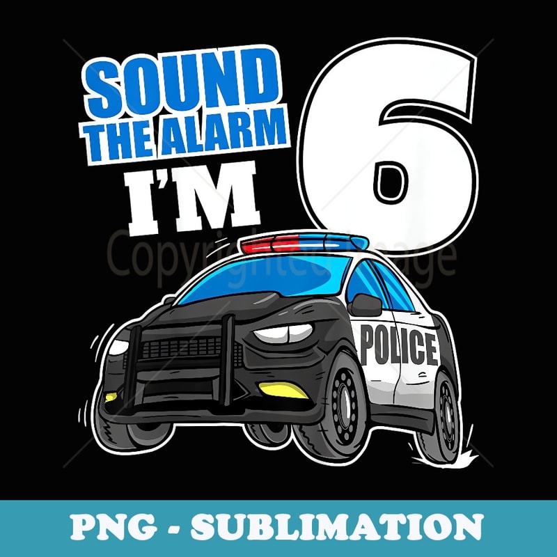Police Car 6th Birthday Boy 6 Cop Policeman Officer Six - PNG Transparent Sublimation Design