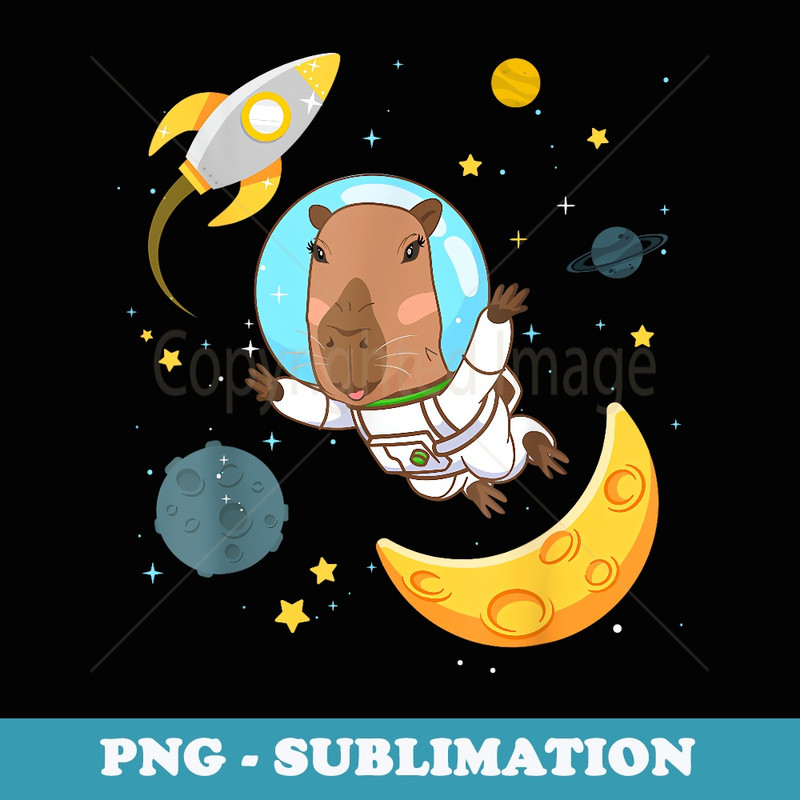 Space Capybara Cosmonaut Capy Astronaut Planets Science - Elegant Sublimation PNG Download