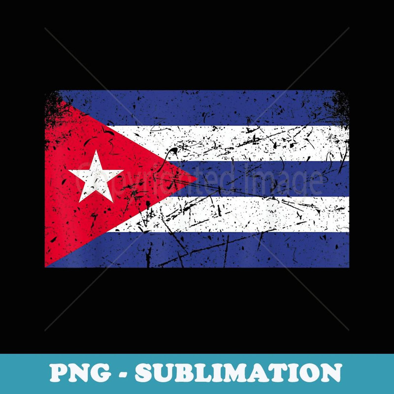 Vintage Proud Cuban American Patriotic and Pride Cuba Flag - Signature Sublimation PNG File