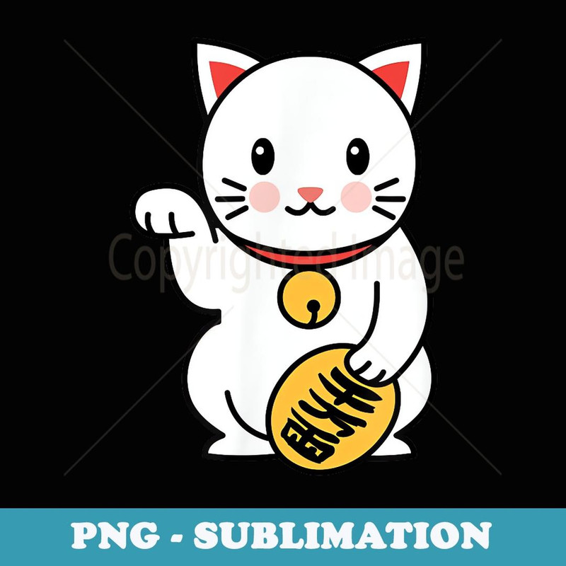Maneki-Neko Japanese Beckoning Welcoming Lucky Cat - Exclusive PNG Sublimation Download
