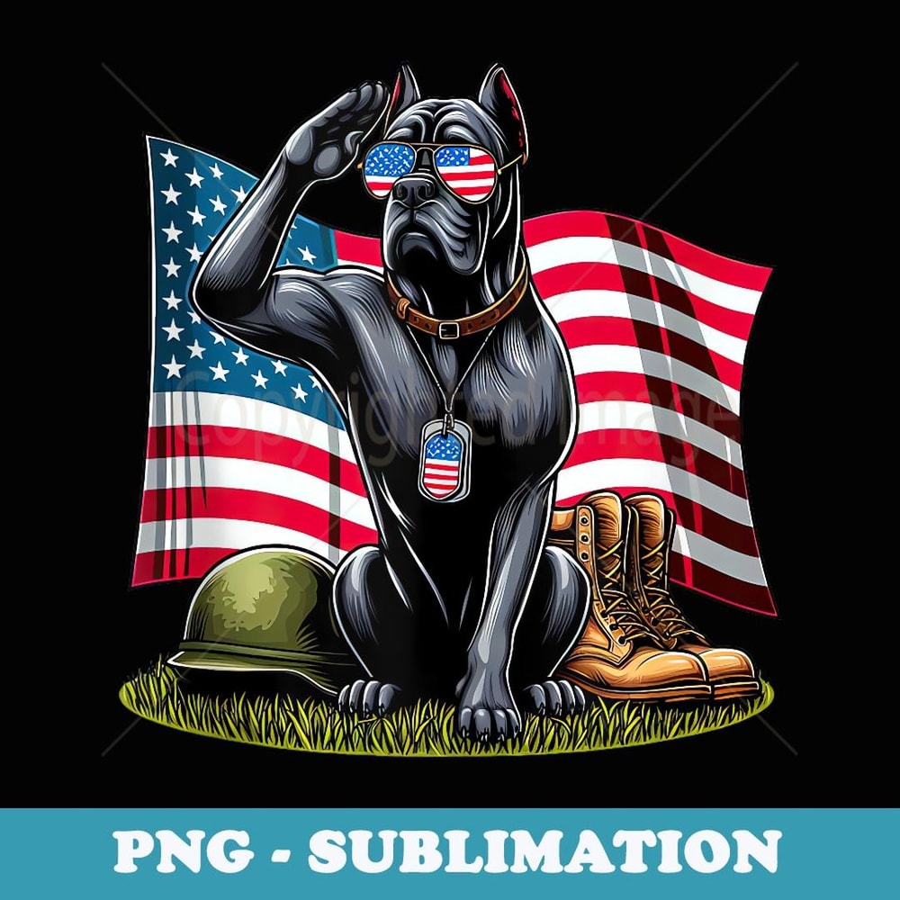 Salute Cane Corso American USA Flag Memorial Day 4th of July - Creative Sublimation PNG Download