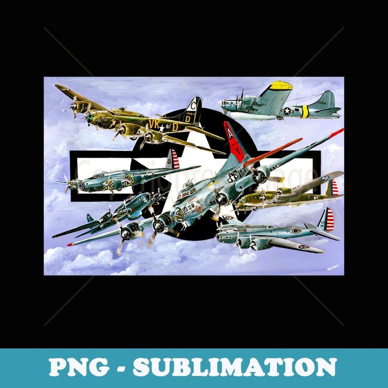 Patriotic WW2 USA Air Superiority Vintage B-17 Bomber WWII - Exclusive Sublimation Digital File