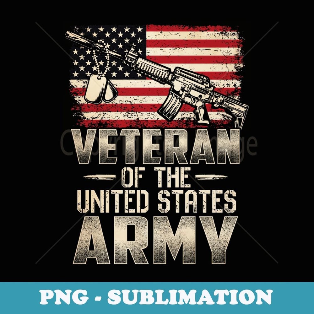 Patriotic U.S Army Veteran Red Line American Flag Vintage - PNG Sublimation Digital Download