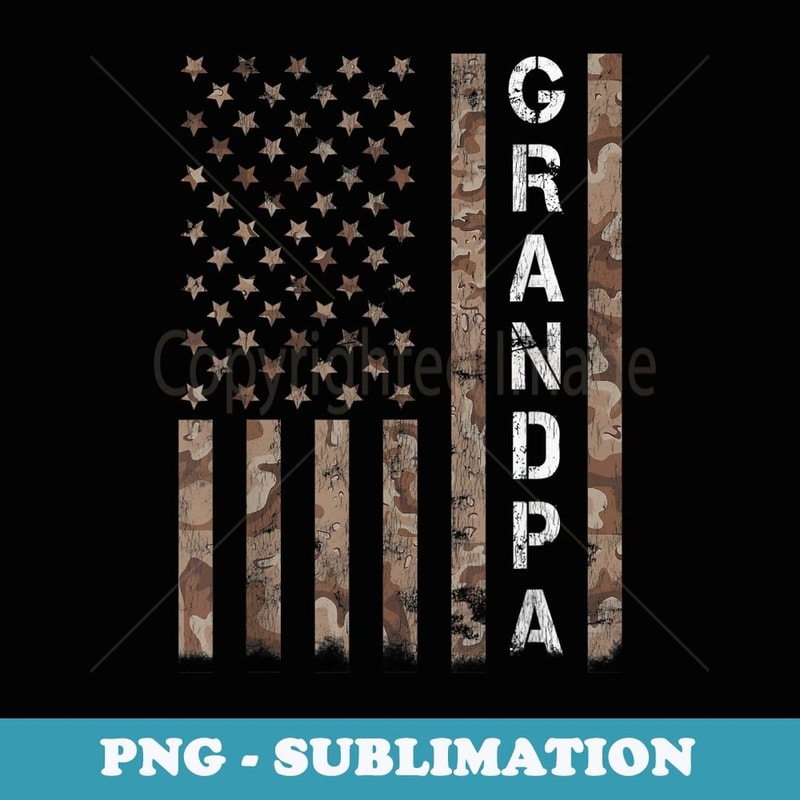 Mens Mens Grandpa Grandfather American Flag Fathers Day Men - Vintage Sublimation PNG Download