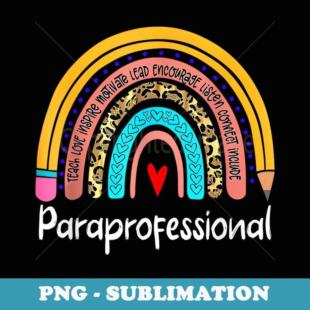 Paraprofessional Leopard Rainbow Back To School Paraeducator - Stylish Sublimation Digital Download