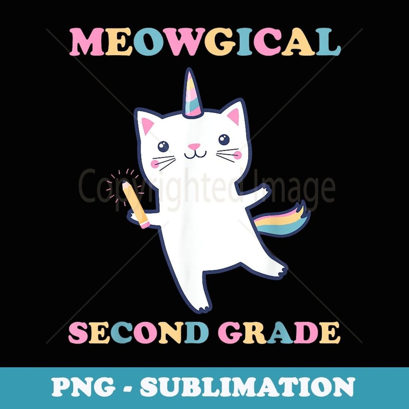 2023 Back To School Meowgical Second Grade Cat Unicorn Lover - Elegant Sublimation PNG Download