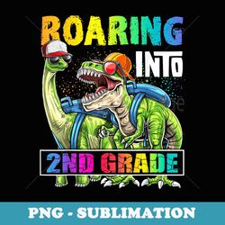 roaring 2nd grade dinosaur backpack back to school boys - instant sublimation digital download