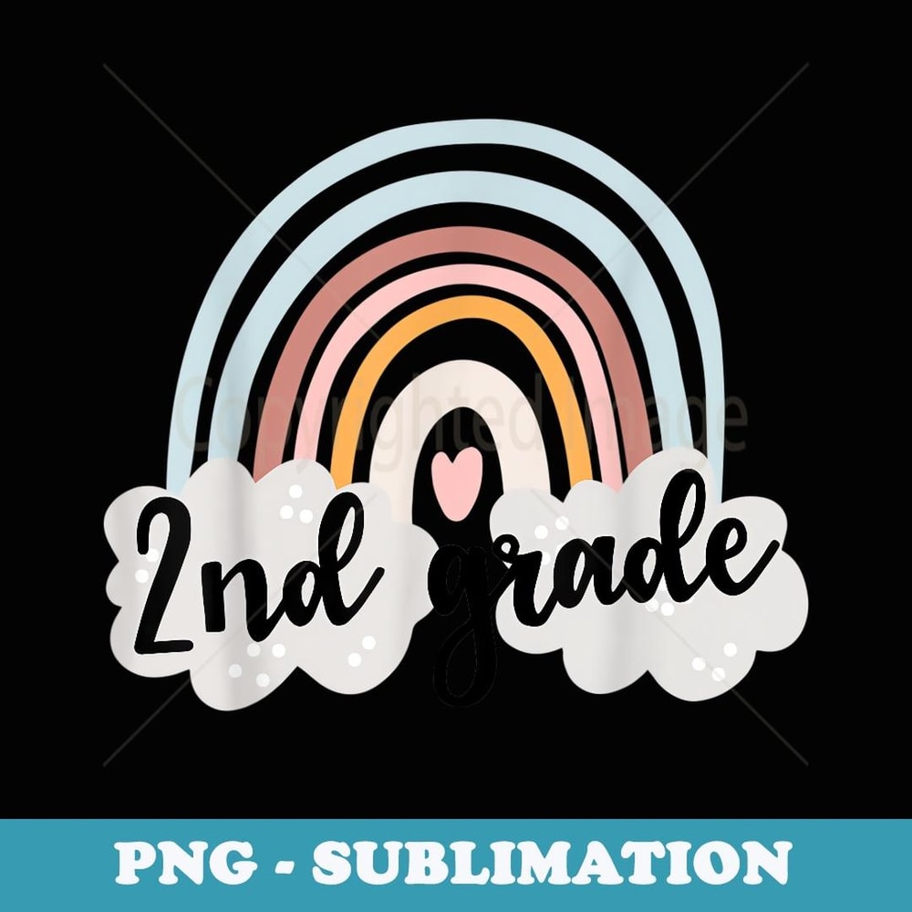2nd Grade Boho Rainbow Cute Second Year of School - Exclusive PNG Sublimation Download