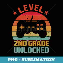 retro level 2nd grade unlocked back to school first day boys - aesthetic sublimation digital file