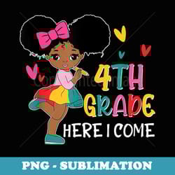 hello 4th grade here i come back to school afro black girls - premium png sublimation file