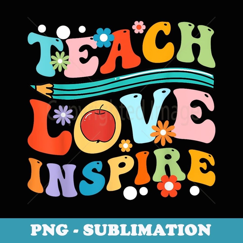 Retro Groovy Teacher Inspirational Happy Back to School - Unique Sublimation PNG Download