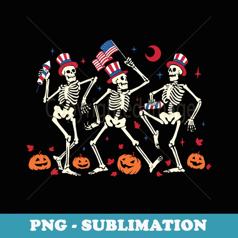 4th Of July Dancing Funny Patriotic American Skeletons - Signature Sublimation PNG File