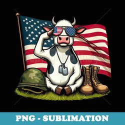 salute cow american usa flag memorial day 4th of july - vintage sublimation png download