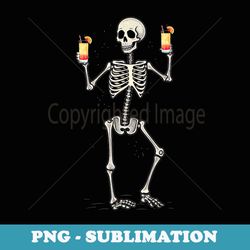 funny halloween skeleton drinking tequila sunrise cocktail - png sublimation digital download
