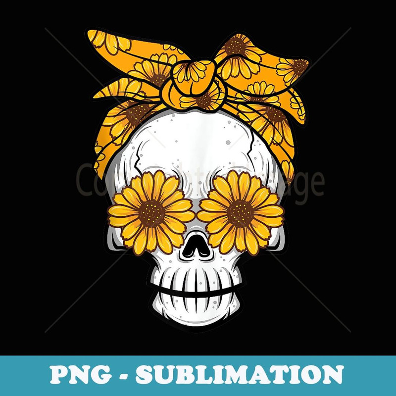 Funny Skull Lover Sunflower Floral Flowers For - Digital Sublimation Download File