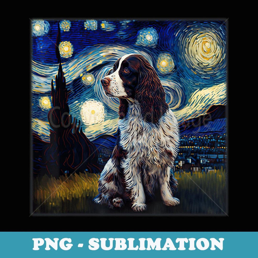 Surrealism Starry Night English Springer Spaniel dog - Premium Sublimation Digital Download