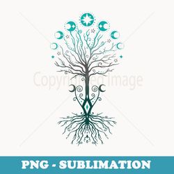 yggdrasil world ash - moon phases tree of life - pagan art
