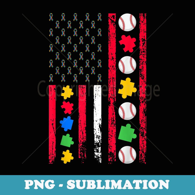 Autism Awareness Month American Sports Flag Baseball - Modern Sublimation PNG File