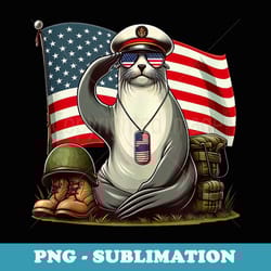 salute sea lion american usa flag memorial day 4th of july - unique sublimation png download