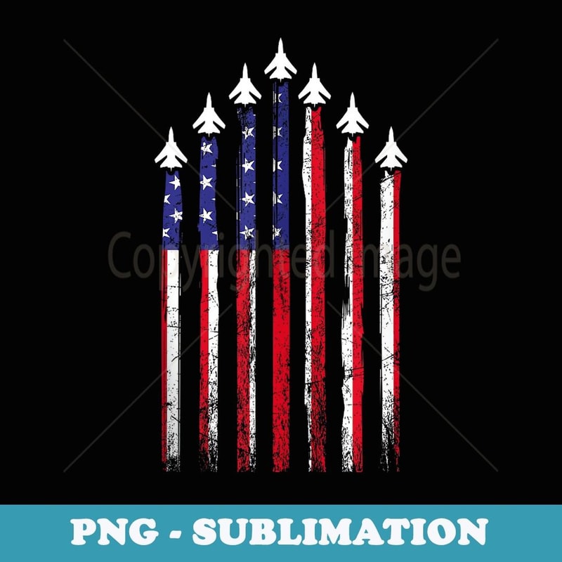 Patriotic Red White Blue USA Flag Fighter Jets 4th of July - Instant Sublimation Digital Download
