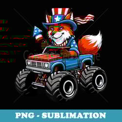 patriotic usa fox 4th july monster truck american - stylish sublimation digital download
