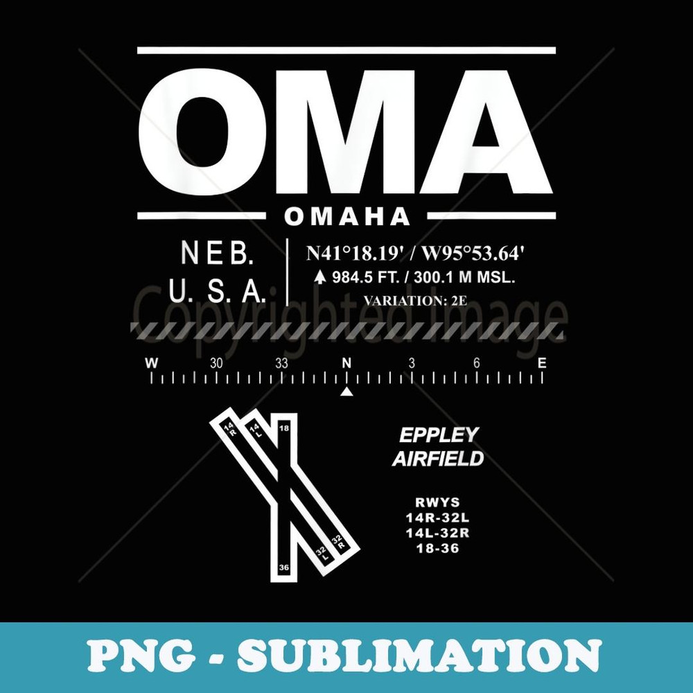 Omaha Eppley Airfield Nebraska OMA - Sublimation Digital Download