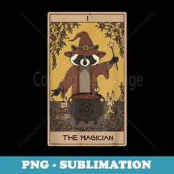 the magician tarot card halloween mad scientist raccoon - instant png sublimation download
