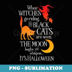 witch, black cat, and moon halloween poetry - vintage sublimation png download