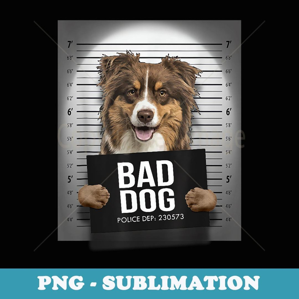Australian Shepherd Mugshot T - Signature Sublimation PNG File