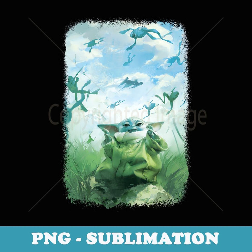 Star Wars The Mandalorian Grogu Flying Frogs Watercolor - Professional Sublimation Digital Download