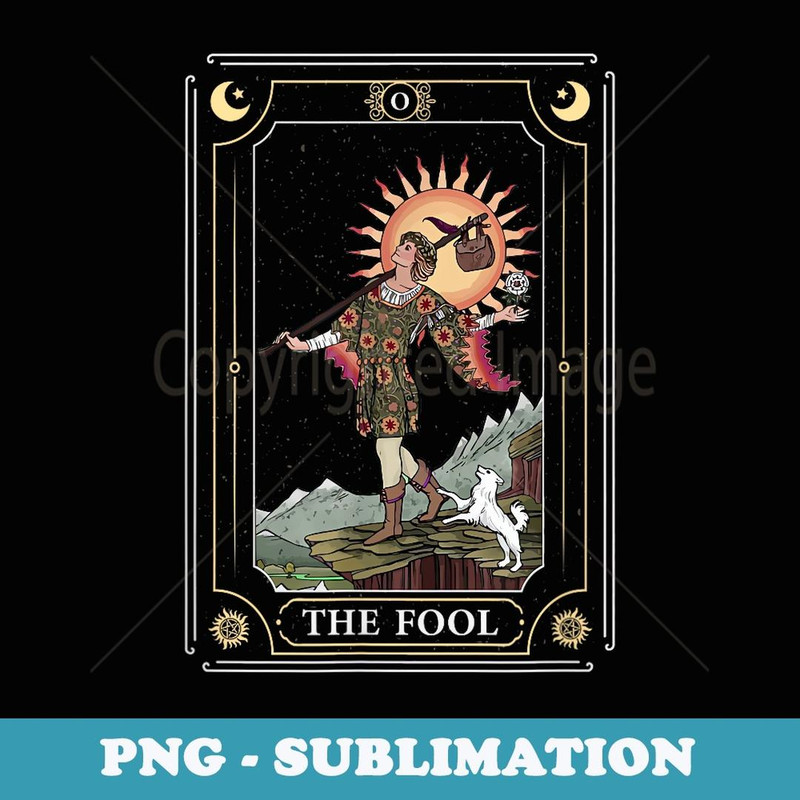 Tarot Card The Fool Witchy Vintage Halloween Themed - Instant Sublimation Digital Download