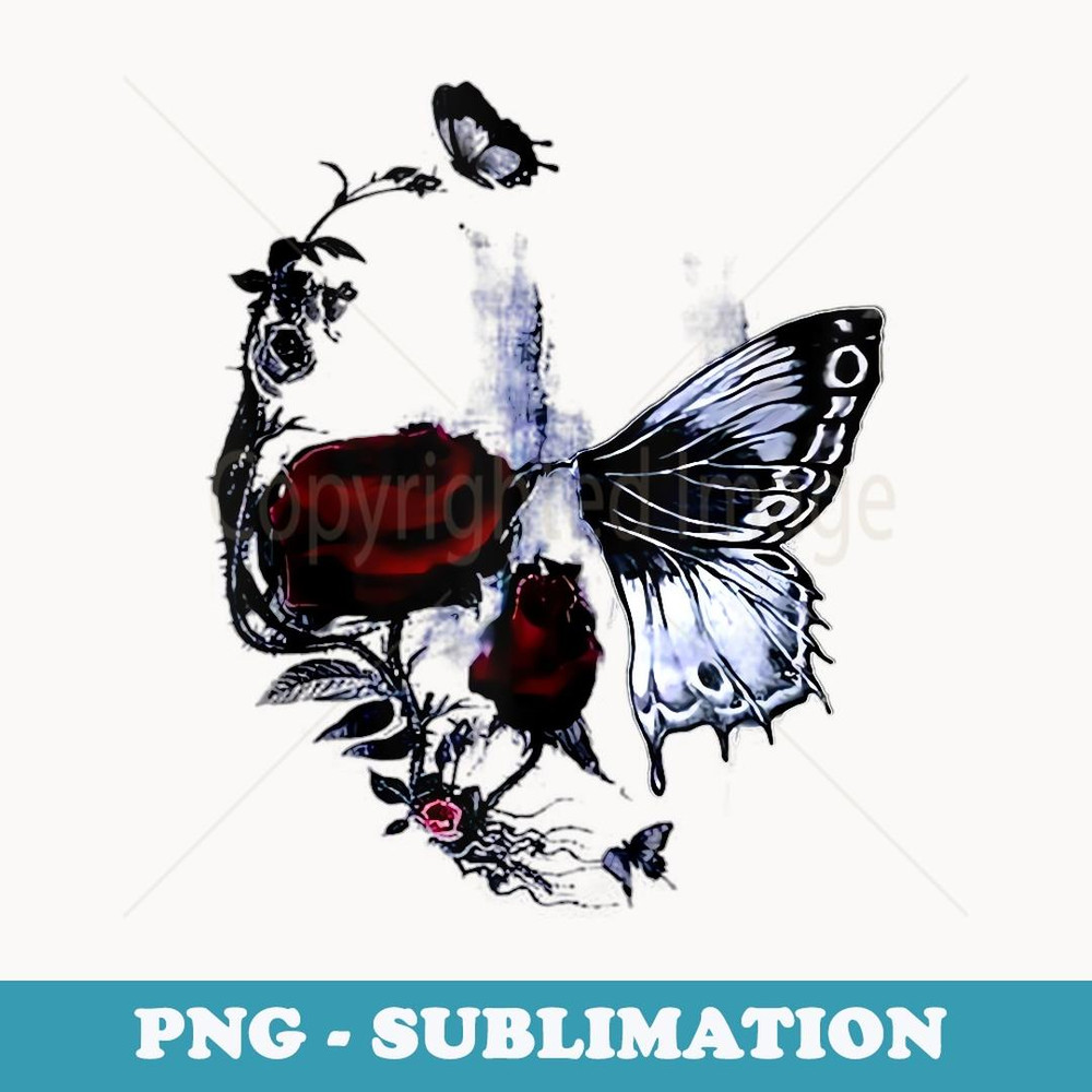 Skull Roses Butterfly Sugar Skull Flowers Butterfly Rose - Premium Sublimation Digital Download