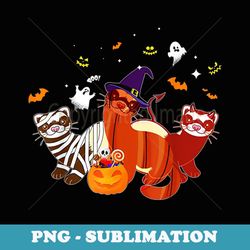 cute ferret in halloween costume ferret zombie witch pumpkin - premium sublimation digital download