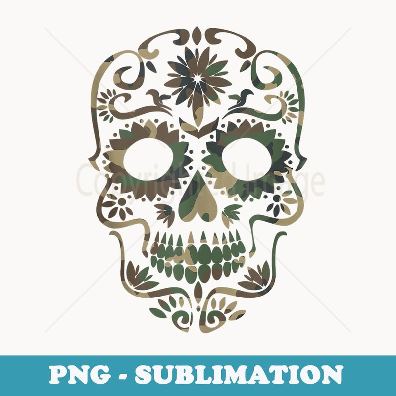 Military Camouflage Camo Dia de Los Muertos Sugar Skull - Aesthetic Sublimation Digital File