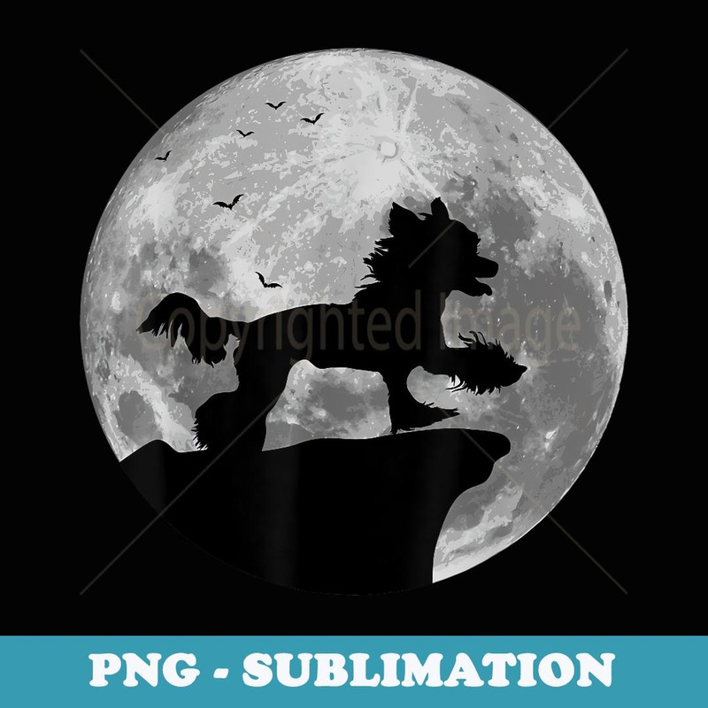 Chinese Crested Silhouette In The Moon Halloween Costume - Instant Sublimation Digital Download