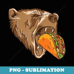 bear eating taco funny cartoon graphic - instant sublimation digital download