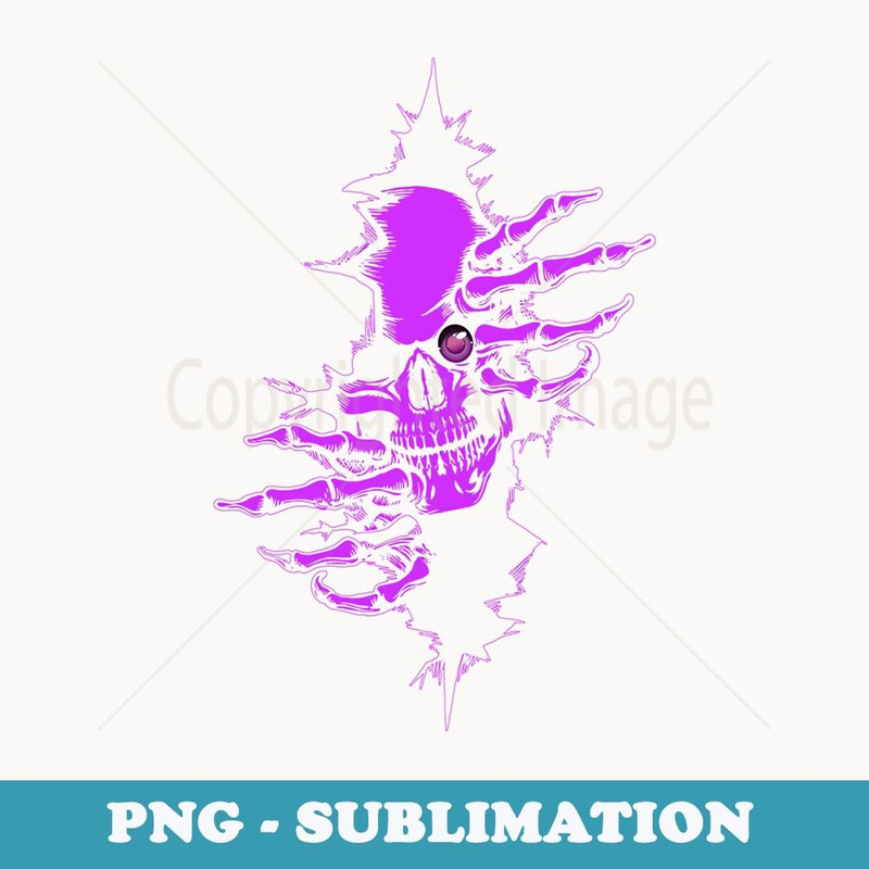 Halloween Skull Running Through A Wall Horror Illustration - High-Resolution PNG Sublimation File