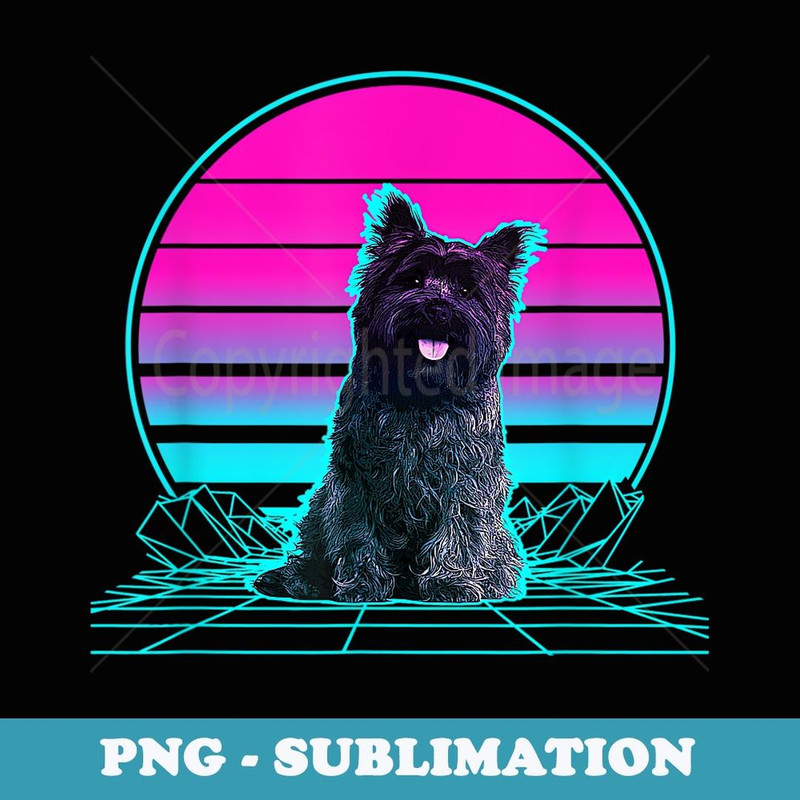 Vintage Retro Sunset Cairn Terrier - Sublimation Digital Download
